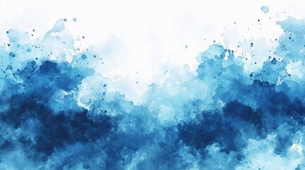 Obraz premium Abstract Blue Watercolor Background with Splashes and Textures Ideal for Creative Projects, Print Design, and Digital Artwork