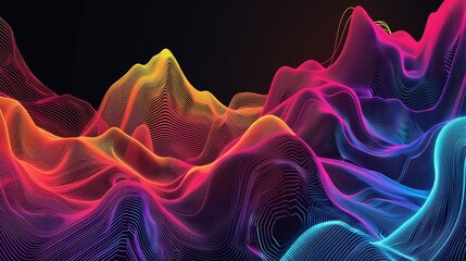 Fototapeta premium A vibrant, abstract wave pattern showcasing colorful, flowing lines and peaks.