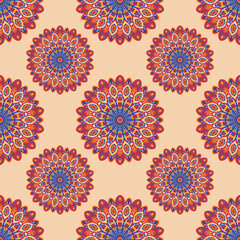 colorful floral ethnic vintage motif seamless pattern for wallpaper and tile