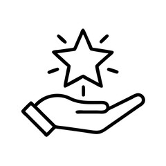 Fototapeta premium Hand holding star icon for rewards and recognition