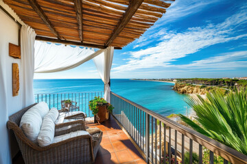 Obraz premium Stunning Terrace View of the European Coastline