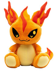 Plush Toy of a Fire-Type Creature with Flame Details, Inspired by Popular Fantasy Characters.