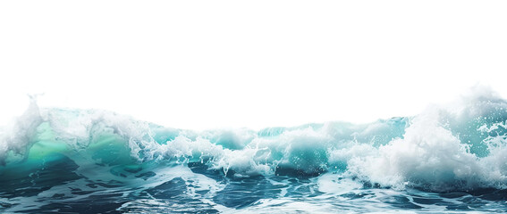 Turbulent ocean waves with white foam and flowing motion