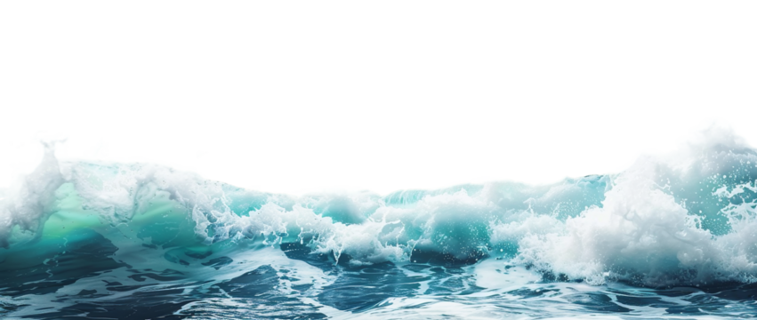 Turbulent ocean waves with white foam and flowing motion - Powered by Adobe