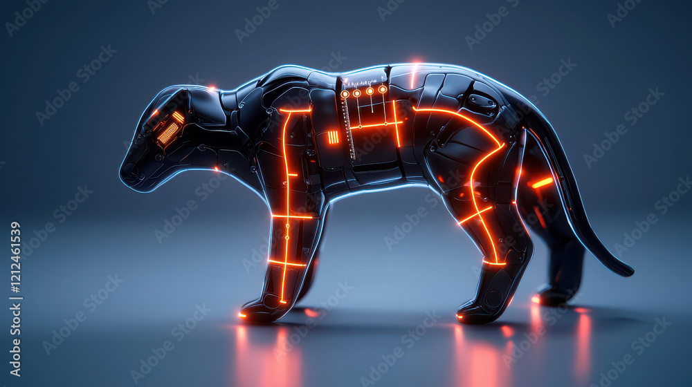 Aufkleber digital representation of futuristic animal with glowing features, showcasing blend of technology an