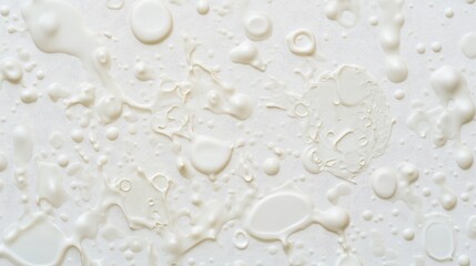 Translucent droplets on matte white surface abstract art still life indoor close-up visual reflection