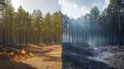 Naklejka premium Forest recovery after wildfire.
