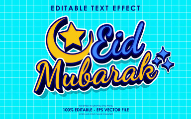 Editable Happy Eid Mubarak Text Effect with islamic background