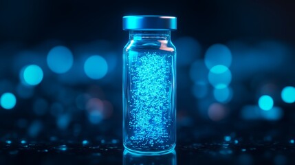 Vibrant bioluminescence in a glass vial radiant chemical reactions revealing the beauty of natural light in a scientific experiment
