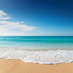 Fototapeta premium beautiful sandy beach and soft blue ocean wave