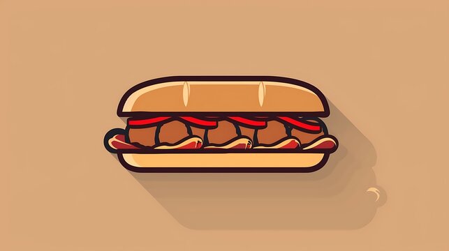 sandwich with meatball, red sauce, brown background clip art preview