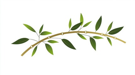 Stylized bamboo branch icon symbolizing strength and flexibility graphic design minimalist aesthetic green and gold on white