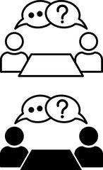 Consultation Icons. Black and White Vector Icons. Vector Icon. Experts Meeting, Employee Advice. Meeting Concept