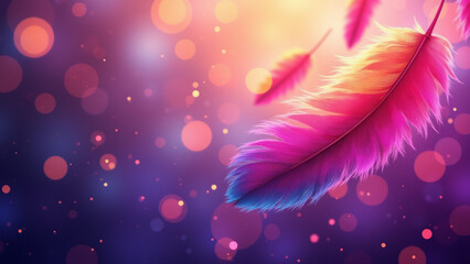 Naklejka premium Colorful Feather Abstract Art, Vibrant Dreamy Whimsy