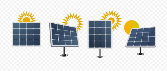 A high-quality solar panel icon isometric with sun. Solar battery panel. Green technology concepts. Clean renewable energy. Eco energy. Charging