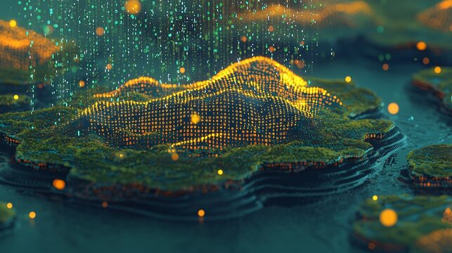 binary code raining down on a green matrix Binary Numbers 