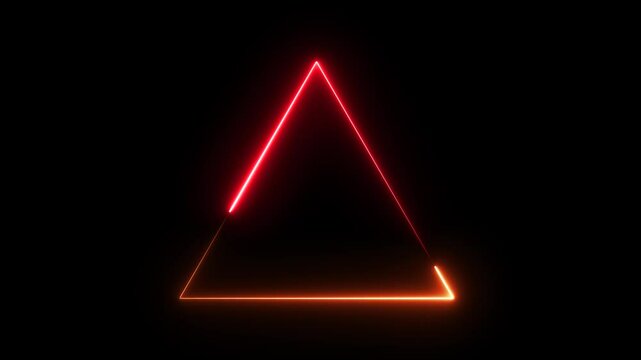 Animated neon glowing triangle on black background. triangle icon motion graphics. triangle frame loading 4k video footage.
