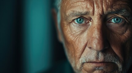 A profound close-up portrait showcasing an older man, emphasizing the intricate details of his face which narrate the stories of a rich and meaningful life lived.
