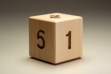 Light wooden cube showing number fifty one on neutral background, ideal for educational, mathematical or statistical concepts