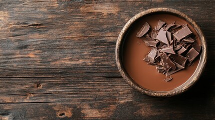 A bowl filled with sliced dark chocolate chunks, perfectly arranged to showcase their texture and rich color, offering an inviting glimpse into pure chocolate bliss.
