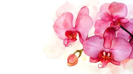 Blossoming Pink Orchids on White Canvas Art