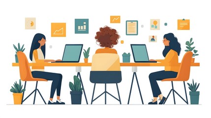 Online community members sharing insights and collaborating under a skilled community manager, 8K flat vector style,