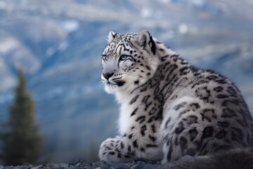 Fototapeta premium snow leopard in the snow