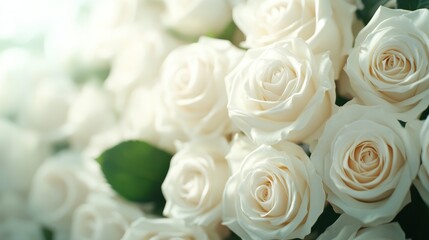 Obraz premium A captivating close-up of soft white rose petals, showcasing their intricate beauty and delicate layers, conveying feelings of love and tenderness.