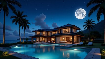 Luxury Modern Villa Resort Illustration