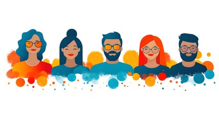 Fototapeta premium Online discussion board filled with active users and a dedicated manager, 8K flat vector style,