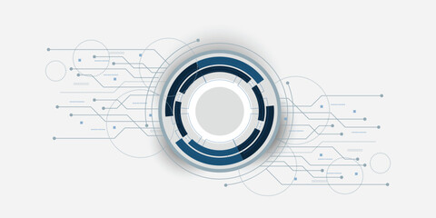  Vector design 3d paper circle with circuit board. Illustration Abstract modern futuristic, engineering, science, technology background
