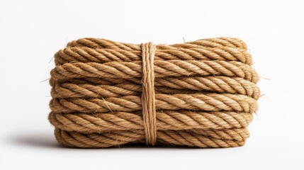 Obraz premium Bundle of Coir Rope for Crafts and Decorative Use on White Background