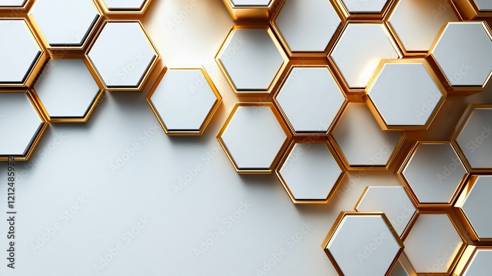 Poster abstract gold and white hexagon pattern. (1)
