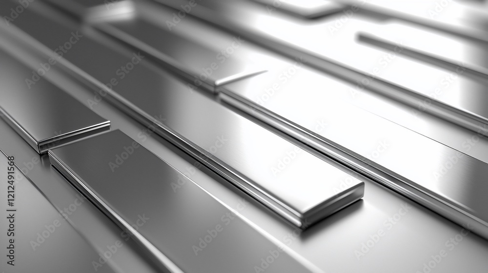 Poster Abstract metallic silver rectangular bars pattern.