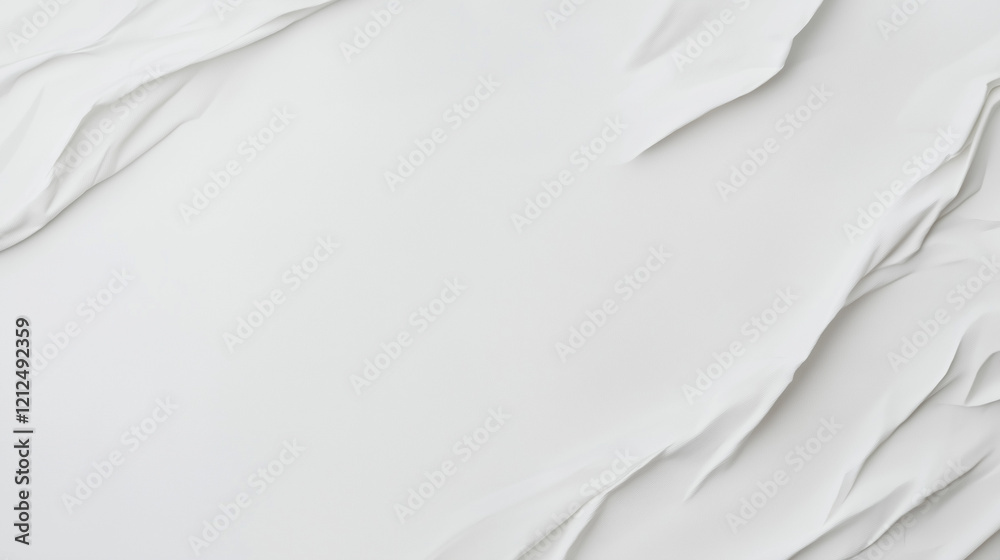 Poster minimalist high-resolution close-up of crumpled white paper surface. smooth yet rippled texture with