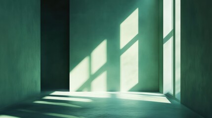 Obraz premium abstract. minimalistic background for product presentation. walls in large empty room. can full of sunlight. Loft wall or minimalist wall. Shadow, light from windows to plaster wall