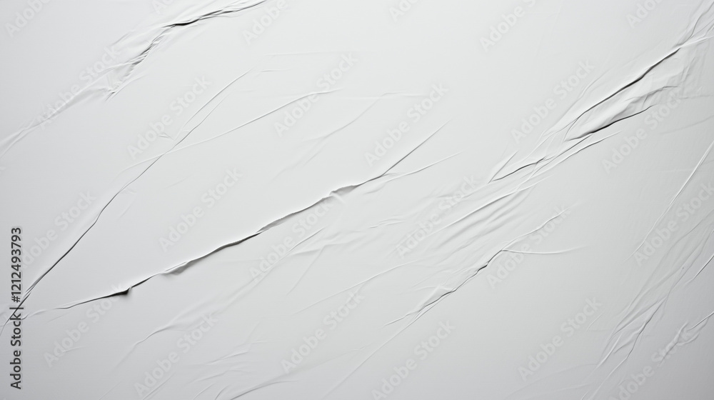 Poster minimalist high-resolution close-up of crumpled white paper surface. smooth yet rippled texture with