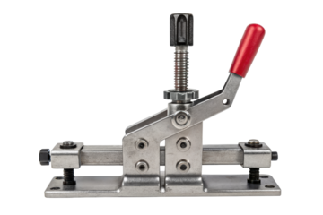 Metal clamp with adjustable handle isolated with transparent background