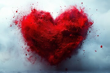 Explosive Heart of Red Powder Burst