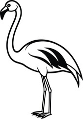 Flamingo silhouette vector illustration design, Flamingo line art vector, Beautiful Flamingo vector icon design