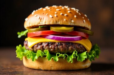 hamburger on black background