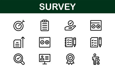 Premium Survey Icons. Clean, Editable Vectors for Data Collection, Market Research, Customer Feedback, and Polling Applications.