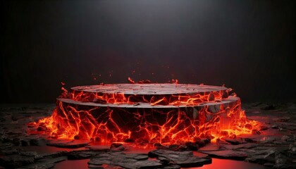 3D rendered abstract volcanic lava podium.