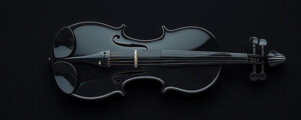 Elegant 3D rendering of a sleek black violin on a dark background