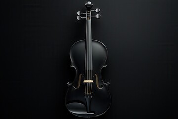 Fototapeta premium Elegant black violin against a dark solid background in 3D render