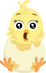 Cute cartoon little chicken. Vector clipart, illustration with isolated background.