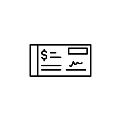 cheque icon Simple outline illustration