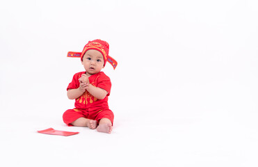 Portrait of child in Chinese New Year celebration clothes