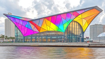 Vibrant Rainbow Canopy: New Orleans Convention Center's Architectural Marvel