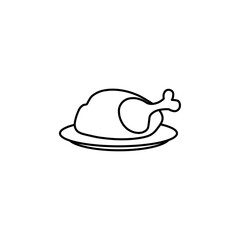 roasted turkey icon Simple outline illustration